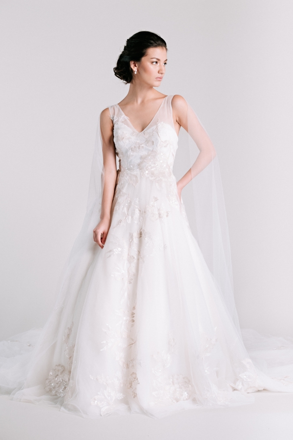 v-neck lace a-line rtw wedding dress from Ivory & White Bridal Store
