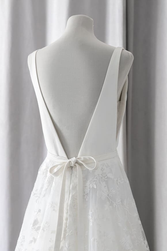 Ivory & White Bridal low back a-line lace wedding dress