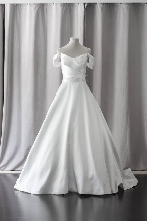 Ivory & White Bridal off shoulder minimalist ballgown