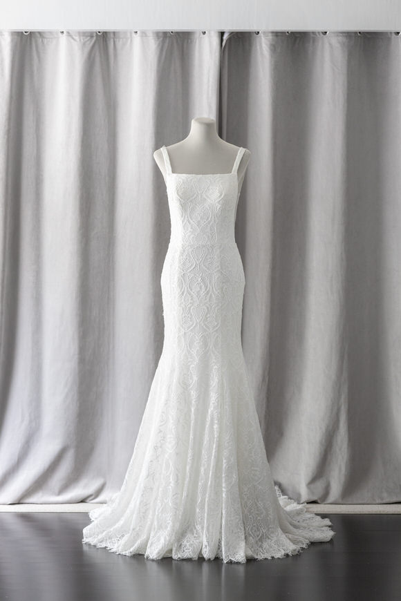 Ivory & White Bridal square neck lace mermaid wedding dress