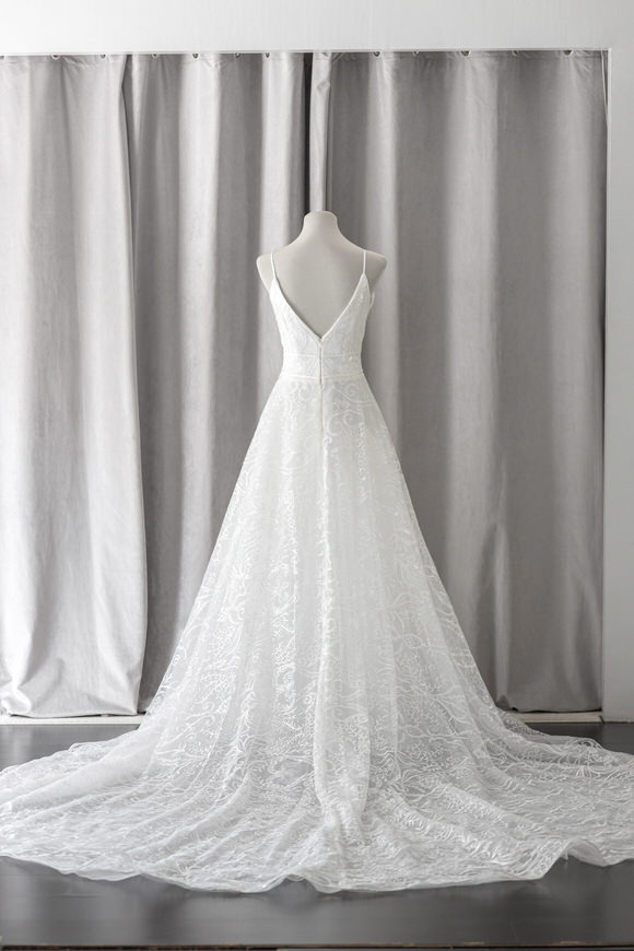 Ivory & White Bridal v-neck spaghetti straps lace a-line wedding dress