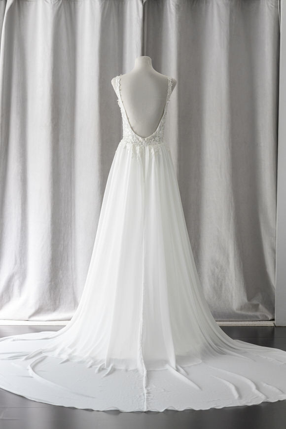 Ivory & White Bridal low back lace chiffon wedding dress