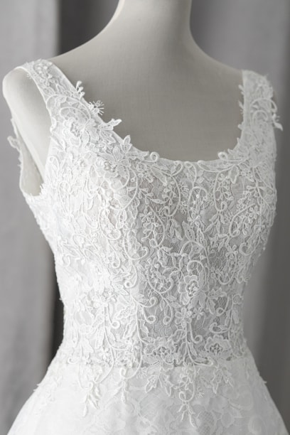 Ivory & White Bridal scoop neck lace wedding dress