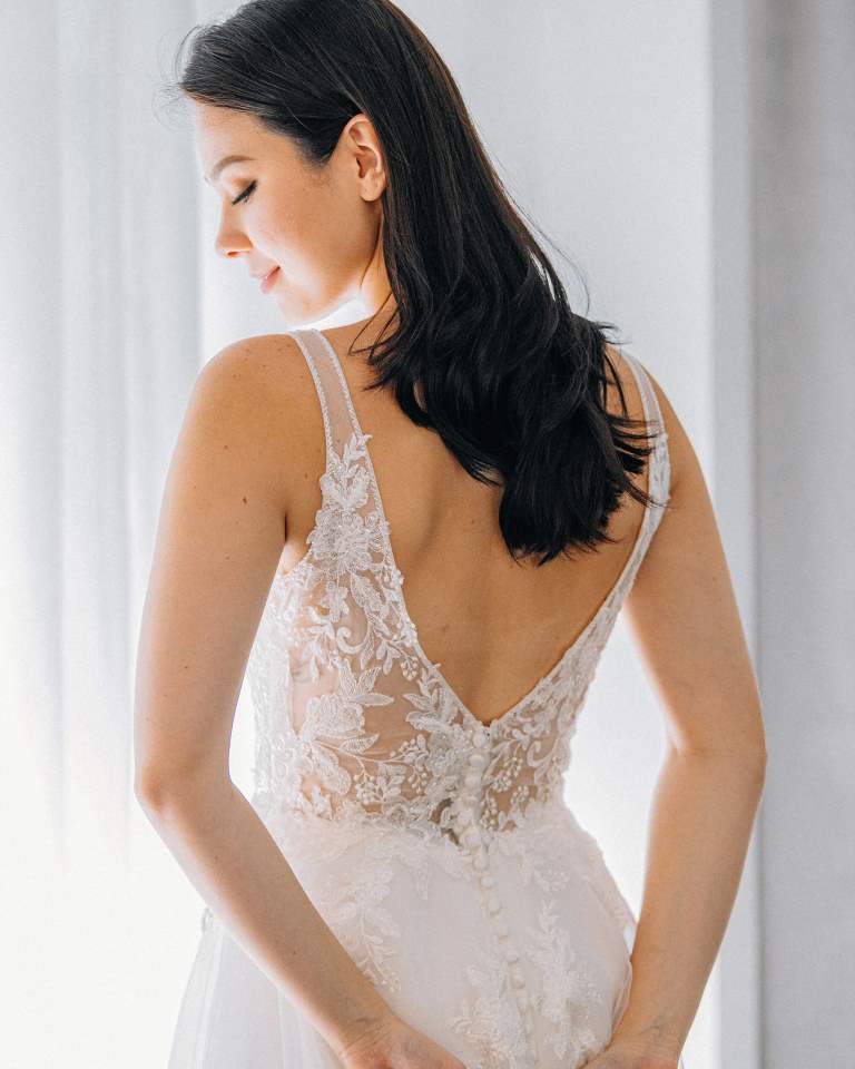 Ivory & White Bridal low back lace and tulle wedding dress