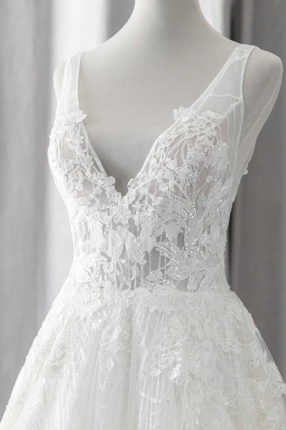 Ivory & White Bridal v-neck lace wedding dress