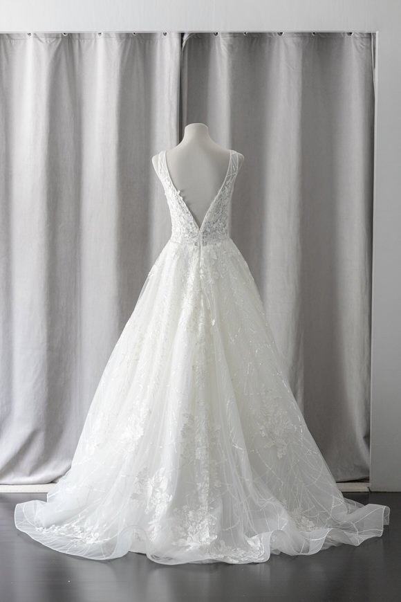 Ivory & White Bridal scoop neck lace wedding dress