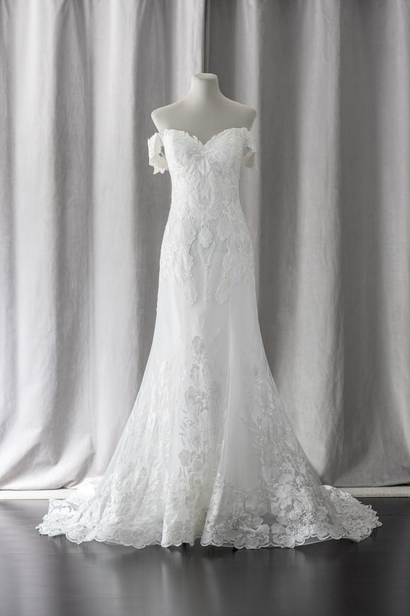 Ivory & White Bridal off shoulder lace mermaid wedding dress