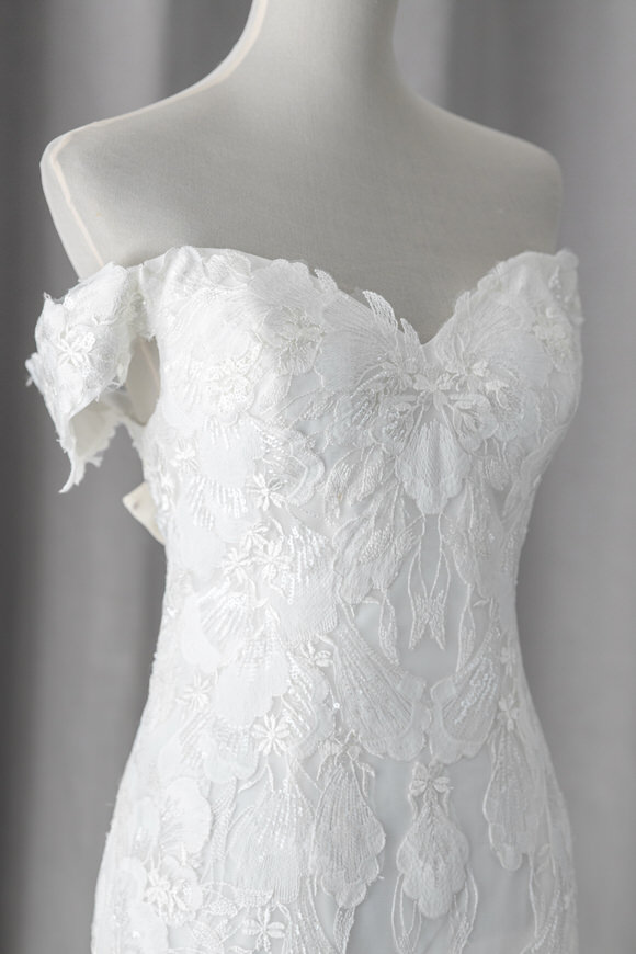 Ivory & White Bridal off shoulder lace wedding dress