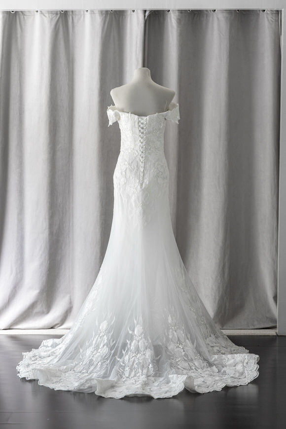 Ivory & White Bridal off shoulder lace mermaid wedding dress
