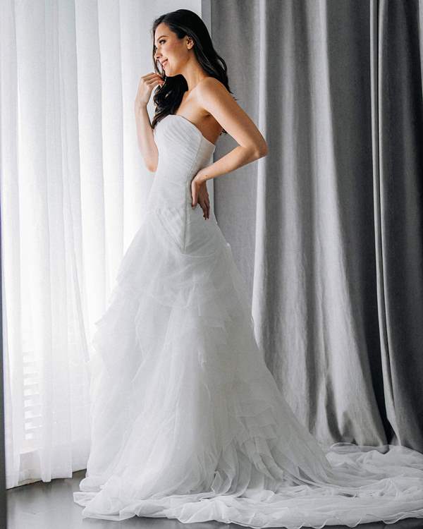 Ivory & White Bridal scoop neck lace a-line wedding dress