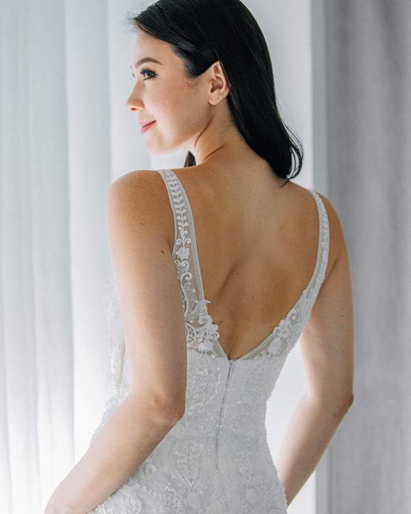 Ivory & White Bridal scoop neck lace wedding dress