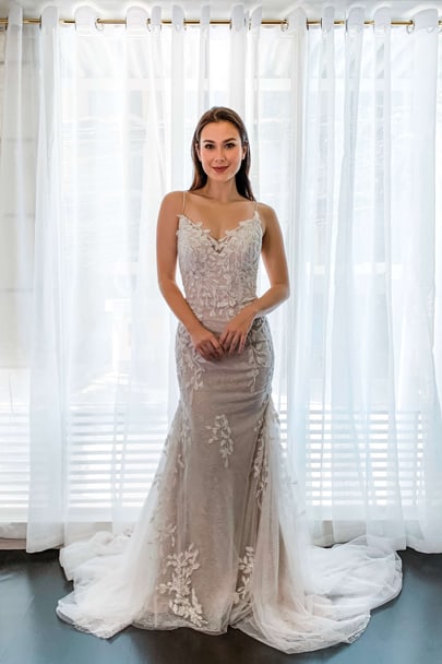 spaghetti straps mermaid wedding dress 