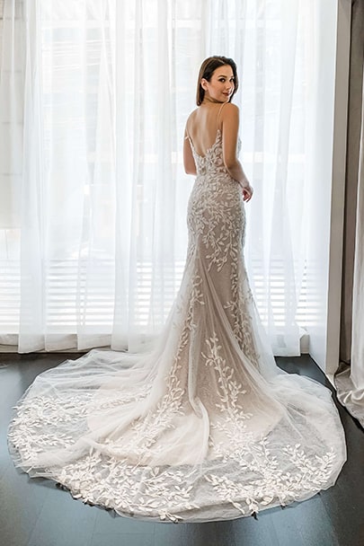 Ivory & White Bridal spaghetti straps wedding dress