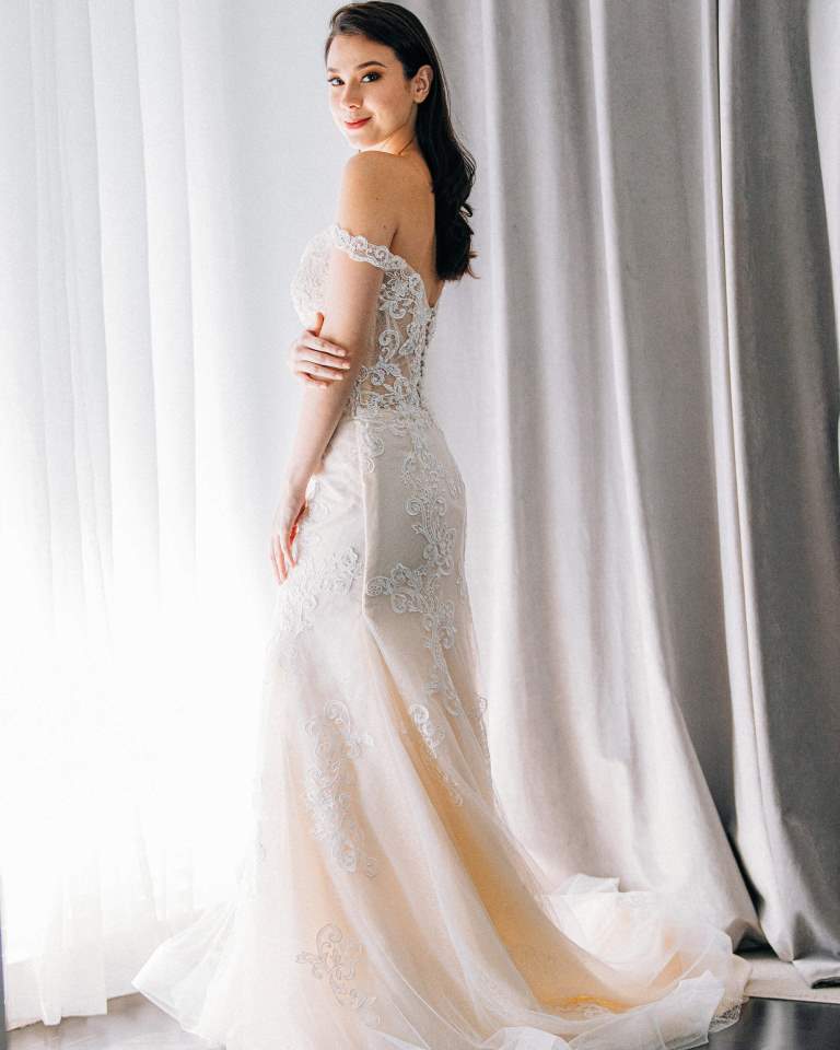 Ivory & White Bridal scoop neck lace wedding dress