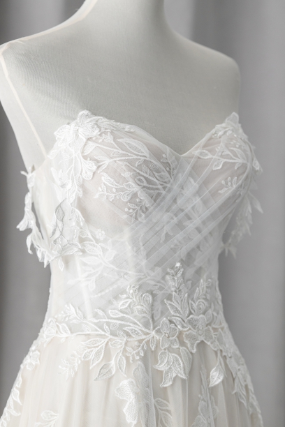 Ivory & White Bridal off shoulder lace tulle sweetheart neckline wedding dress