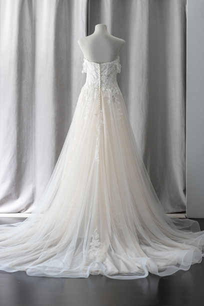 Ivory & White Bridal off shoulder lace tulle a-line wedding dress