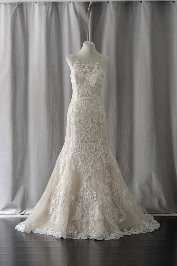 Ivory & White Bridal rtw lace halter mermaid wedding gown