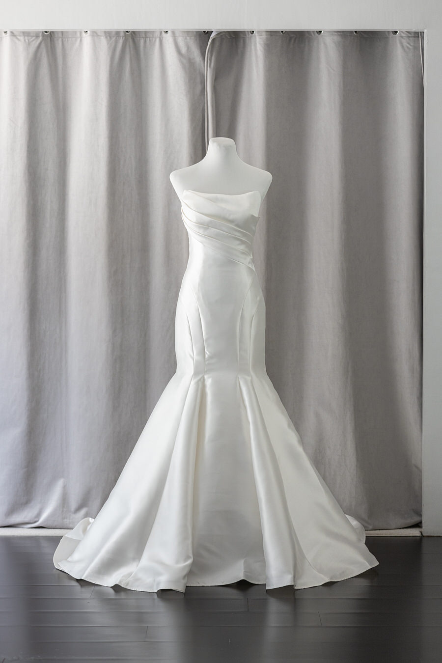 minimalist modern structured satin mermaid wedding dress