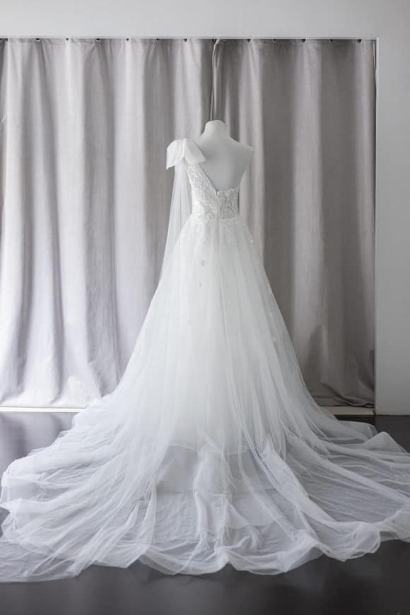 Ivory & White Bridal off shoulder minimalist ballgown