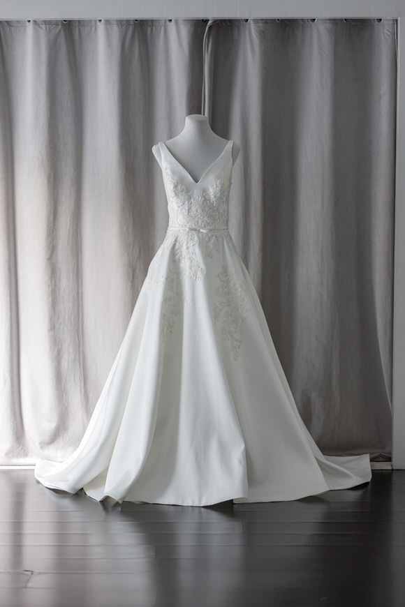 minimalist classic lace satin rtw wedding gown