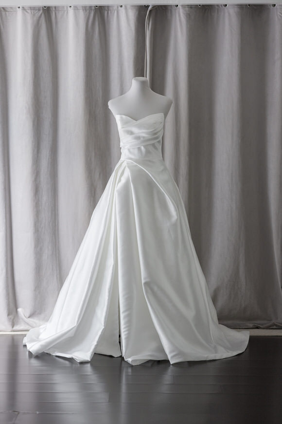 minimalist satin wedding gown with slit rtw