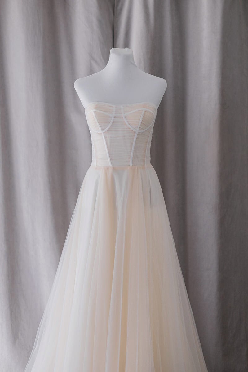 Ivory & White Bridal off shoulder minimalist ballgown