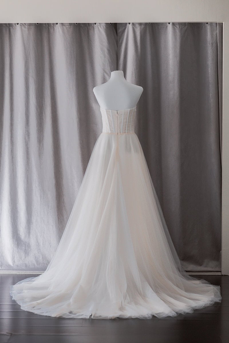 Ivory & White Bridal off shoulder minimalist ballgown