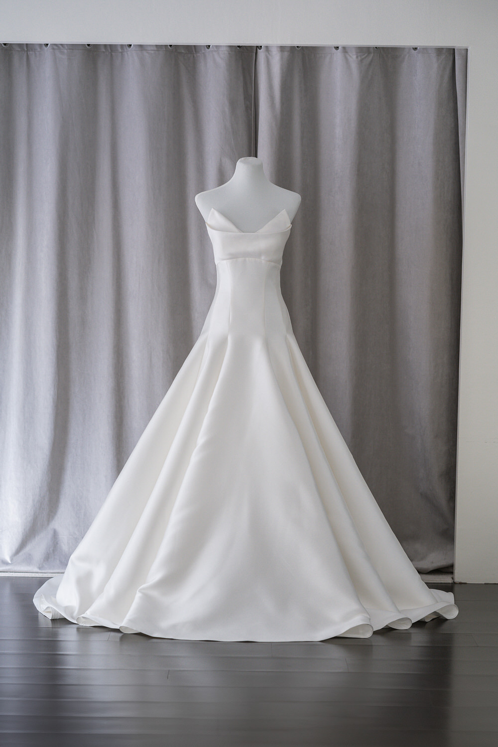 modern minimalist a-line drop waist wedding gown