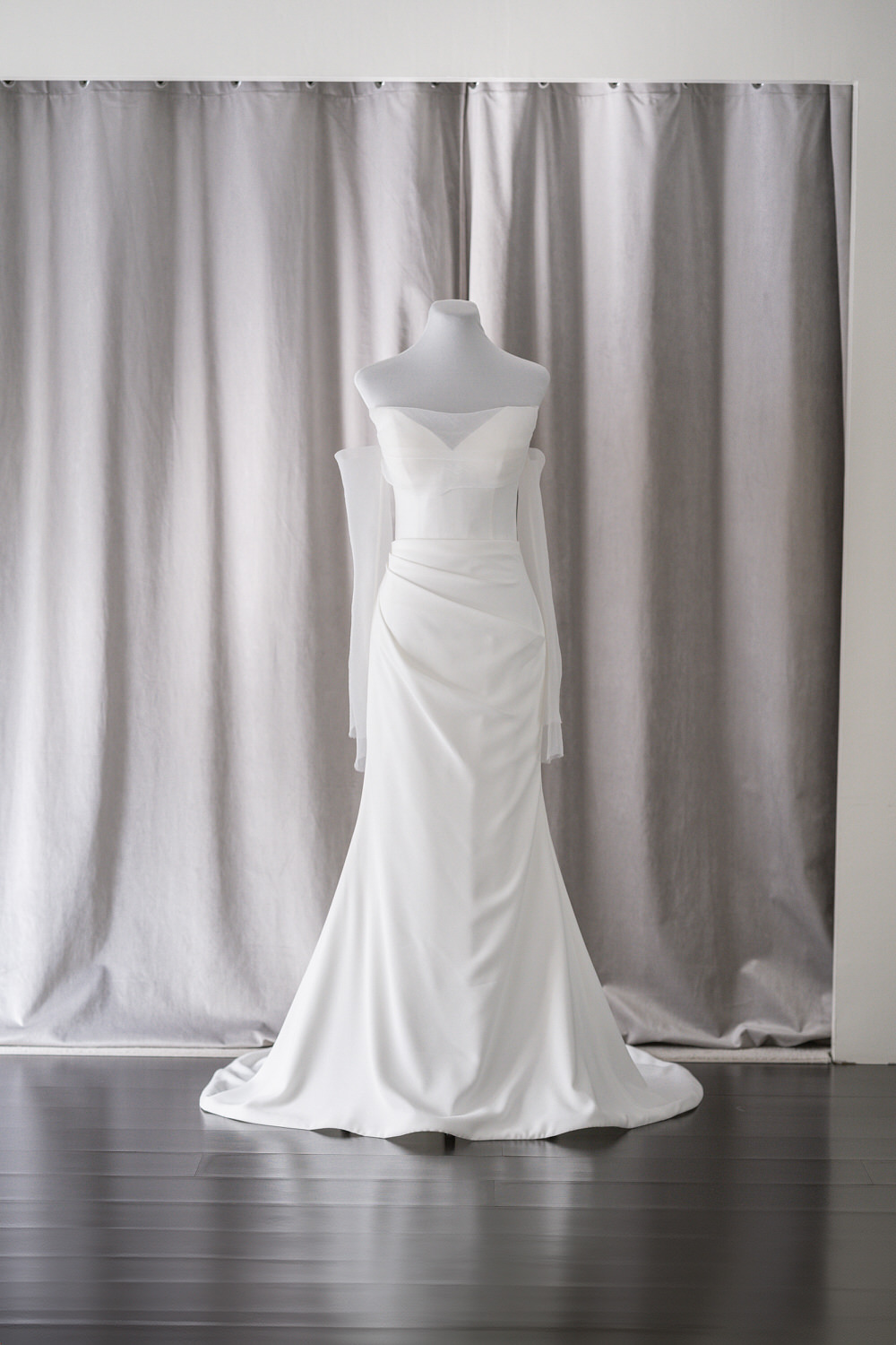 minimalist crepe rtw wedding gown