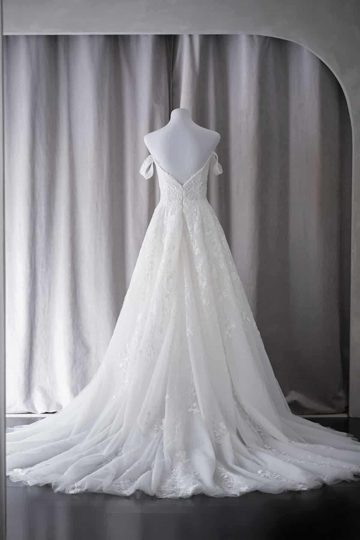 Ivory & White Bridal off shoulder minimalist ballgown