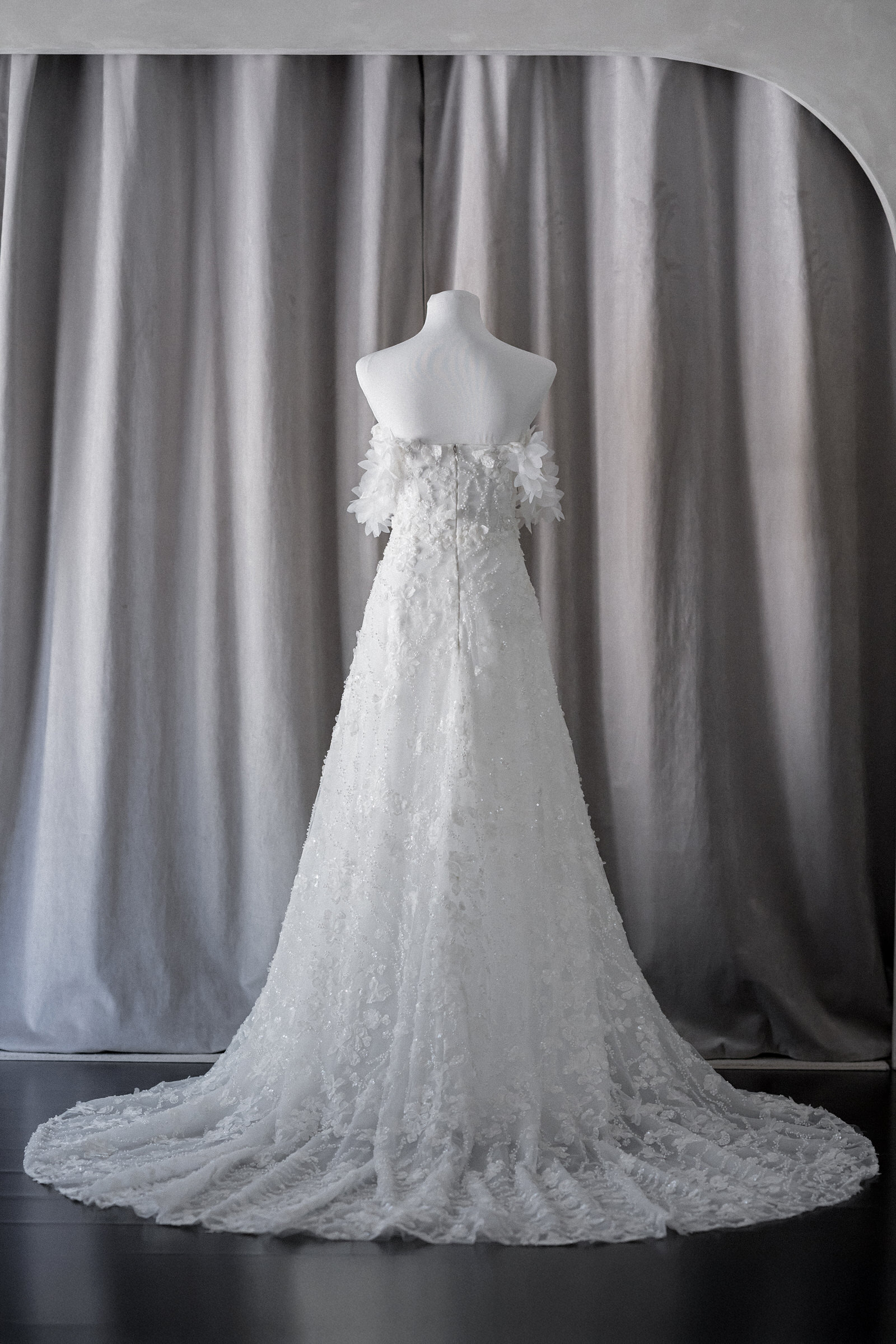 Ivory & White Bridal off shoulder minimalist ballgown