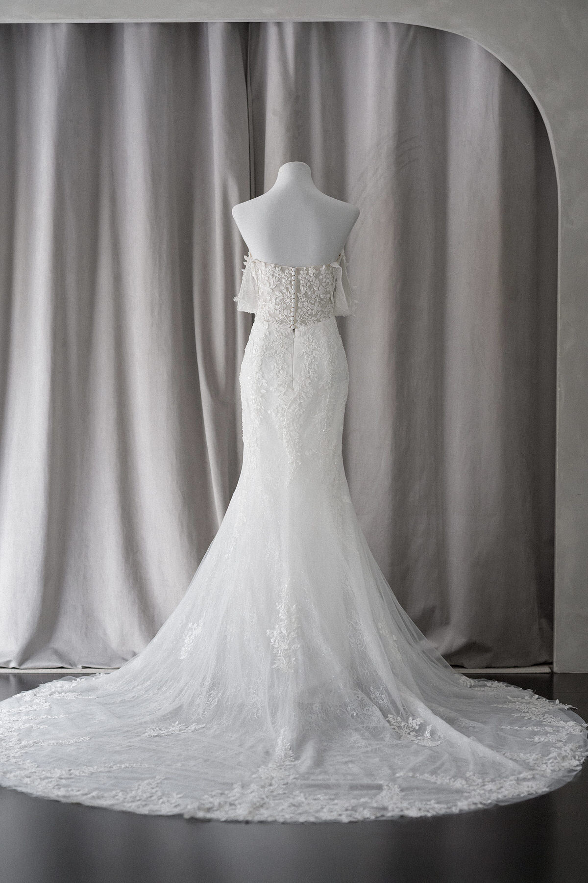 Ivory & White Bridal off shoulder minimalist ballgown