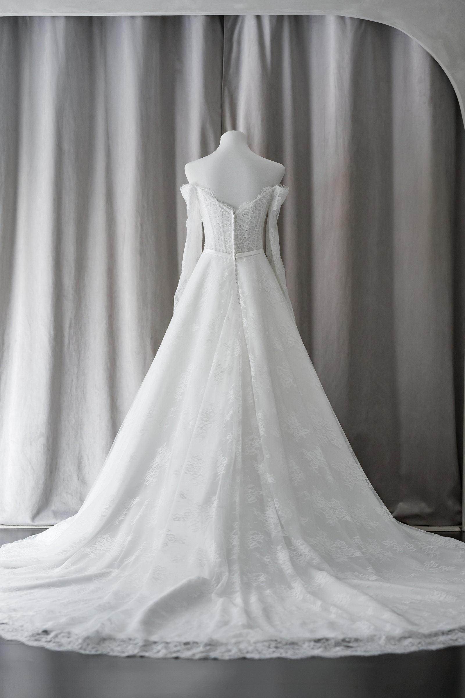 Ivory & White Bridal off shoulder minimalist ballgown