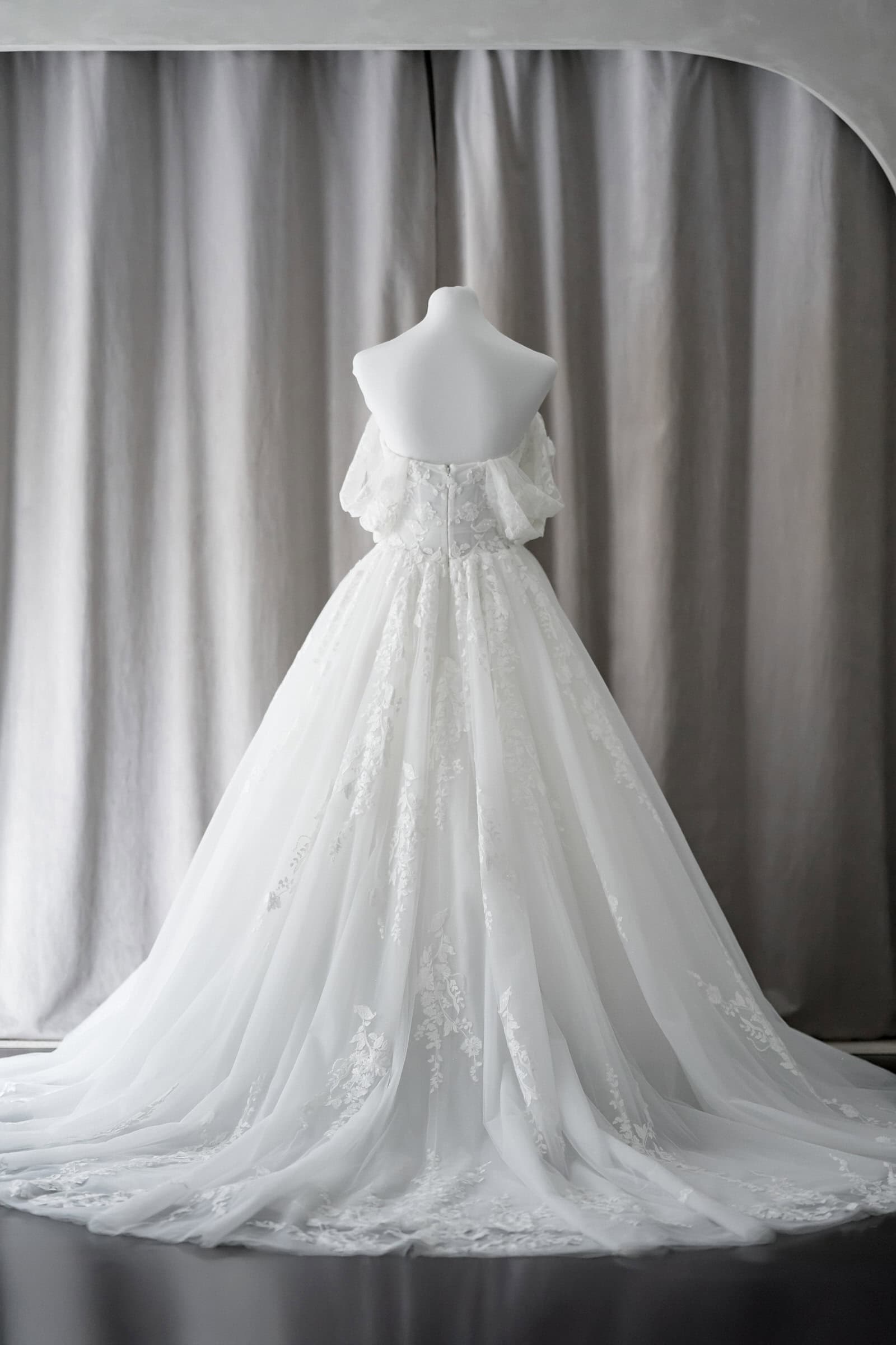 Ivory & White Bridal off shoulder minimalist ballgown