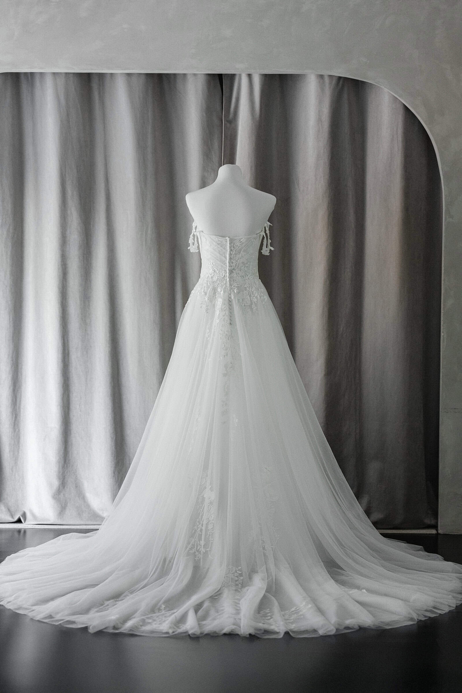 Ivory & White Bridal off shoulder minimalist ballgown