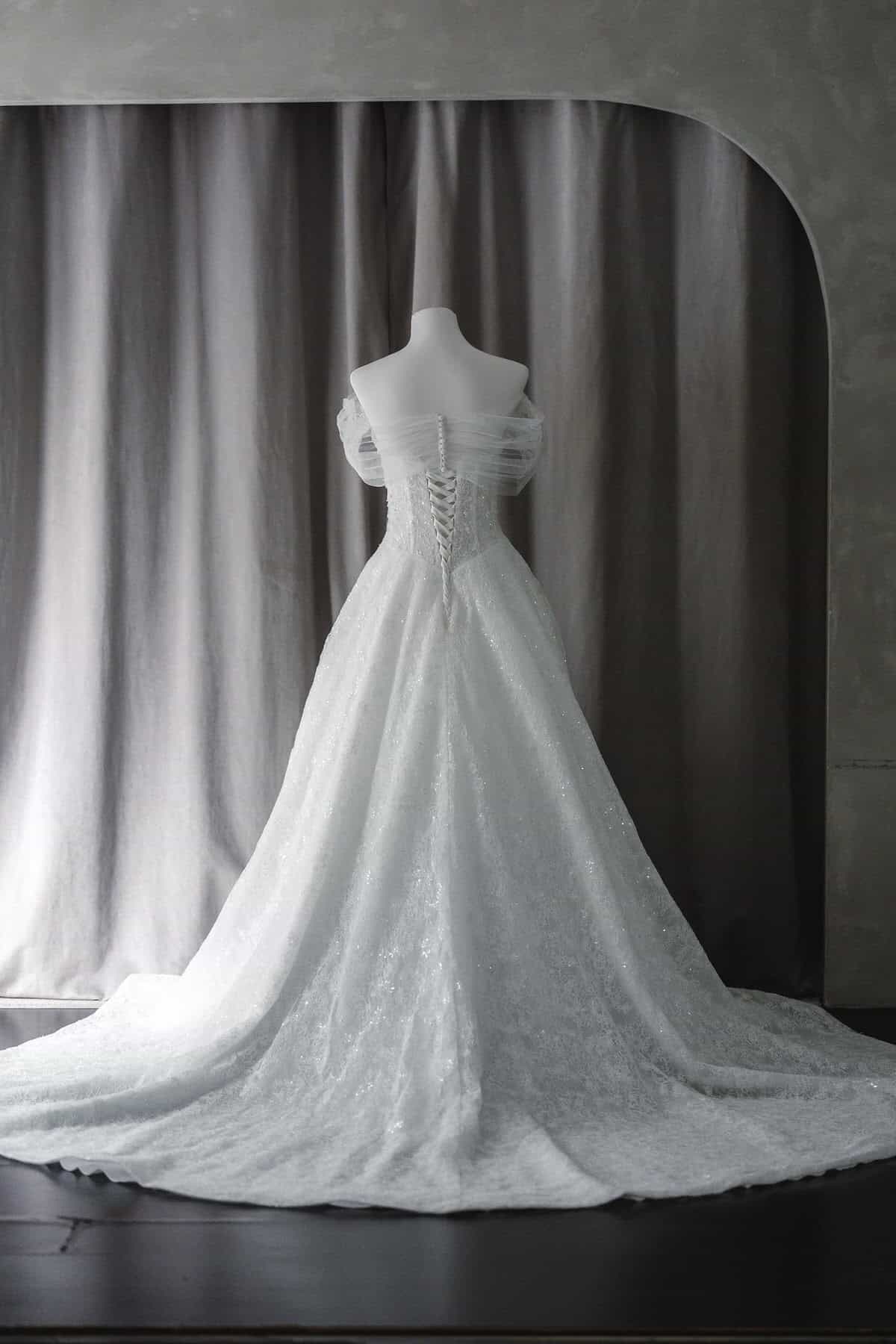 Ivory & White Bridal off shoulder minimalist ballgown
